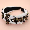 Fashnzfab Stone Pearl Ball Embellished Leopard Printed Knot Headband In Multi