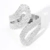 Fashnzfab Stone Pearl Paved Evening Hinged Bracelet Rhodium, White In Multi