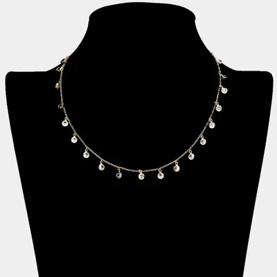 Fashnzfab Stone Pendant Charm Station Necklace In Metallic