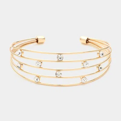 Fashnzfab Stone Pointed Cuff Bracelet In Gold