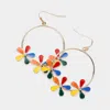 Fashnzfab Stone Pointed Enamel Flower Open Ring Dangle Earrings - Multi In Multi