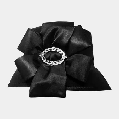 Fashnzfab Stone Pointed Flower Ribbon Accented Dressy Hat In Black