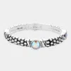 Fashnzfab Stone Pointed Metal Caviar Stretch Bracelet Ab, Antique Silver In Multi