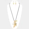 Fashnzfab Stone Pointed Metal Parrot Pendant Long Necklace In Gold