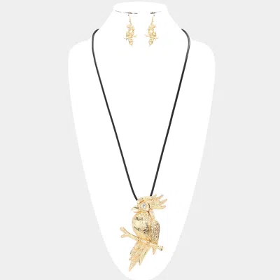 Fashnzfab Stone Pointed Metal Parrot Pendant Long Necklace In Gold