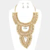 Fashnzfab Stone Pointed Metal Statement Necklace In Gold