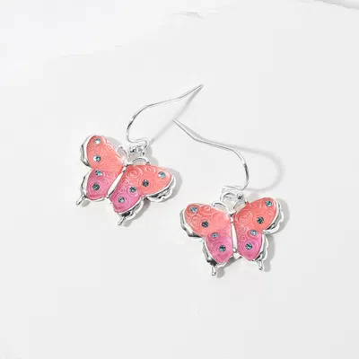 Fashnzfab Stone Pointed Ombre Butterfly Dangle Earrings In Multi
