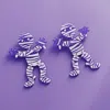Fashnzfab Stone Pointed Resin Mummy Dangle Earrings In Purple