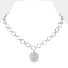 Fashnzfab Stone Pointed Saint Christopher Protect Us Pendant Link Chain Necklace In Metallic