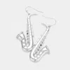 Fashnzfab Stone Pointed Saxophone Dangle Earrings In Multi