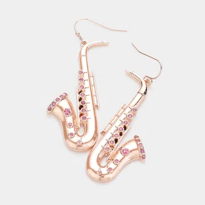 Fashnzfab Stone Pointed Saxophone Dangle Earrings In Multi