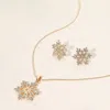 Fashnzfab Stone Pointed Snowflake Pendant Necklace In Multi