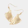 Fashnzfab Stone Pointed Textured Shell Dangle Earrings - Clear, Worn Gold In Multi