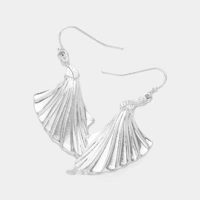 Fashnzfab Stone Pointed Textured Shell Dangle Earrings In Silver