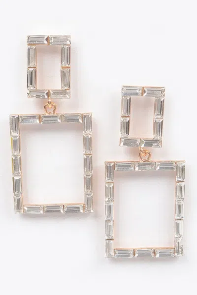 Fashnzfab Stone Rectangle Earring In Pattern