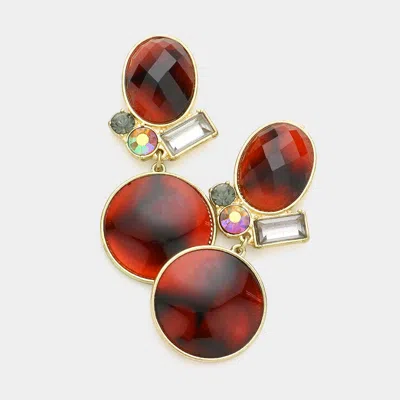 Fashnzfab Stone Round Dangle Earrings In Red