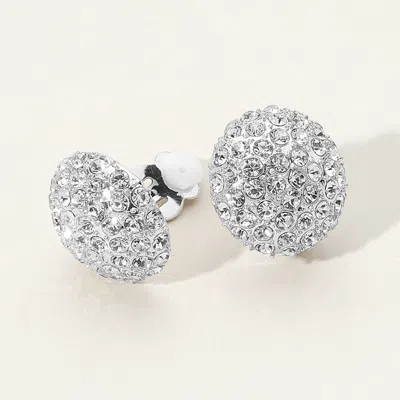 Fashnzfab Stone Stud Clip On Earrings In Gray