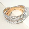 Fashnzfab Stone Studded Infinity Knot Bangle Bracelet Clear, Gold In Multi