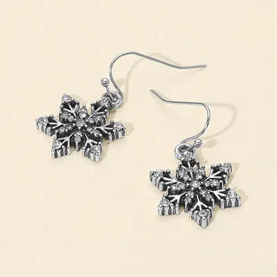 Fashnzfab Stone Studded Snowflake Dangle Earrings In Metallic