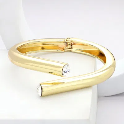 Fashnzfab Stone Tip Hinged Bangle Bracelet In Gold