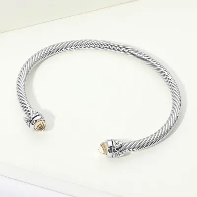 Fashnzfab Stone Tip Twisted Cable Cuff Bracelet 0.3" H, 2.4" D In Multi