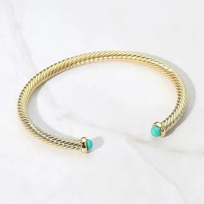 Fashnzfab Stone Tip Twisted Cable Cuff Bracelet In Gold