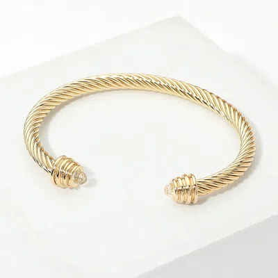 Fashnzfab Stone Tip Twisted Cable Cuff Bracelet In Multi