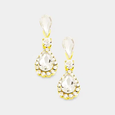Fashnzfab Stone Trim Crystal Teardrop Dangle Evening Earrings In Multi