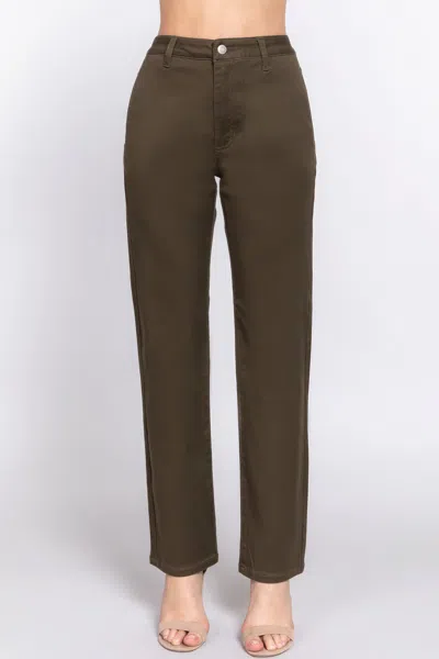 Fashnzfab Straight Fit Twill Long Pants In Green