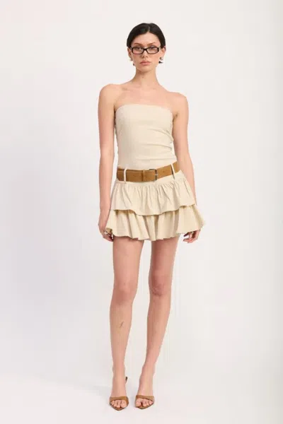 Fashnzfab Strapless Tiered Mini Dress With Belt