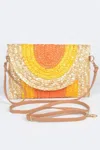 Fashnzfab Straw Coloful Envelope Clutch In Orange