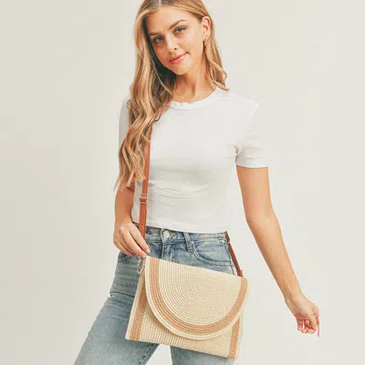 Fashnzfab Straw Envelope Wristlet Clutch / Crossbody Bag In Sand
