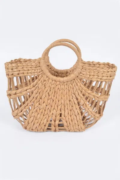 Fashnzfab Straw Handmade Beach Bag In Green