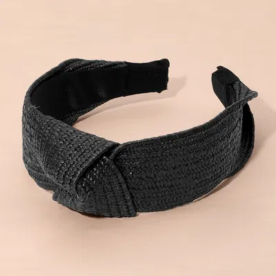 Fashnzfab Straw Knot Burnout Headband In Black