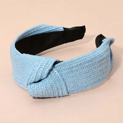 Fashnzfab Straw Knot Burnout Headband In Blue
