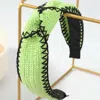 Fashnzfab Straw Knot Burnout Headband In Green