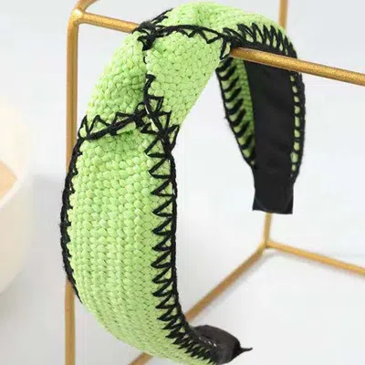 Fashnzfab Straw Knot Burnout Headband In Green