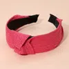 Fashnzfab Straw Knot Burnout Headband In Pink