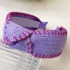 Fashnzfab Straw Knot Burnout Headband In Purple