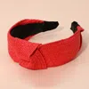 Fashnzfab Straw Knot Burnout Headband In Red