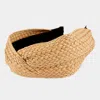 Fashnzfab Straw Knot Headband In Sand