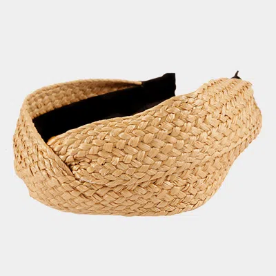 Fashnzfab Straw Knot Headband In Sand