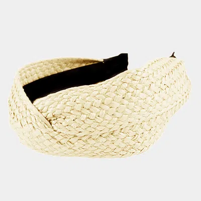 Fashnzfab Straw Knot Headband In White