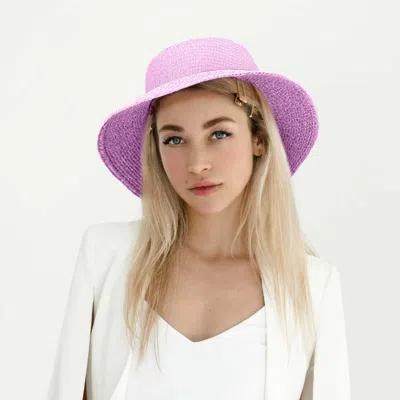 Fashnzfab Straw Panama Sun Hat In Purple