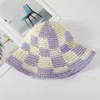 Fashnzfab Straw Woven Pattern Summer Bucket Hat In Multi