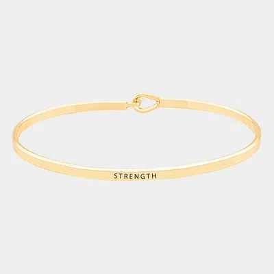 Fashnzfab Strength Brass Thin Metal Hook Bracelet Gold