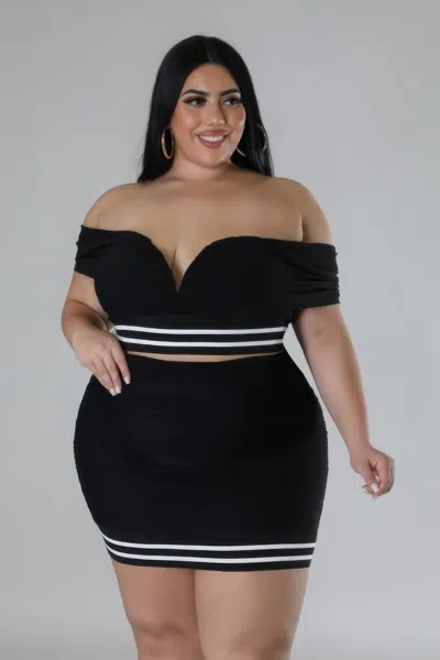 Fashnzfab Stretch Skirt Set In Black