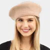 Fashnzfab Stretchy Solid Beret Hat In Beige