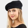 Fashnzfab Stretchy Solid Beret Hat In Black