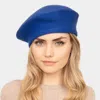 Fashnzfab Stretchy Solid Beret Hat In Blue